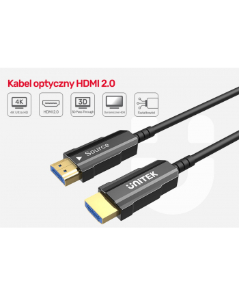 unitek Kabel Optyczny HDMI 2.0 15m AOC 4K60Hz C11072BK-15M