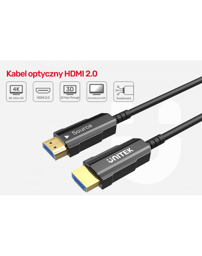 unitek Kabel Optyczny HDMI 2.0 15m AOC 4K60Hz C11072BK-15M główny