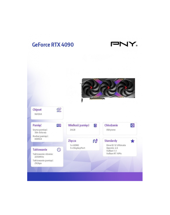 pny Karta graficzna GeForce RTX 4090 24GB OC XL R8 GAMING VERTO REFURBISHED główny