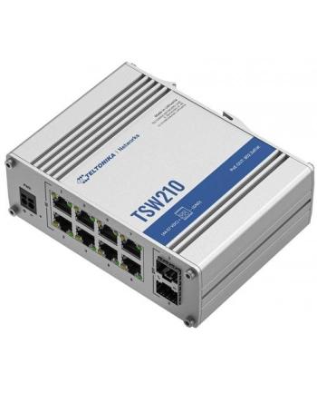 teltonika Przełącznik niezarządzalny TSW210 Switch 2xSFP 8xPoE+ 8xGbE DIN RAIL Back Panel