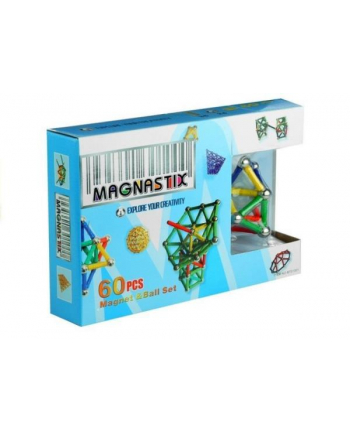 inni Klocki magnetyczne Magnestix, patyczki, kulki kolorowe 60 elementów 658 Lean Toys