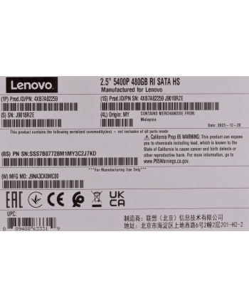 lenovo Dysk SSD 2.5 5400P 480GB RI SATA 4XB7A82259