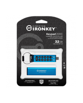 kingston Pendrive 32GB IronKey Keypad 200 FIPS140-3 Lvl3 AES-256