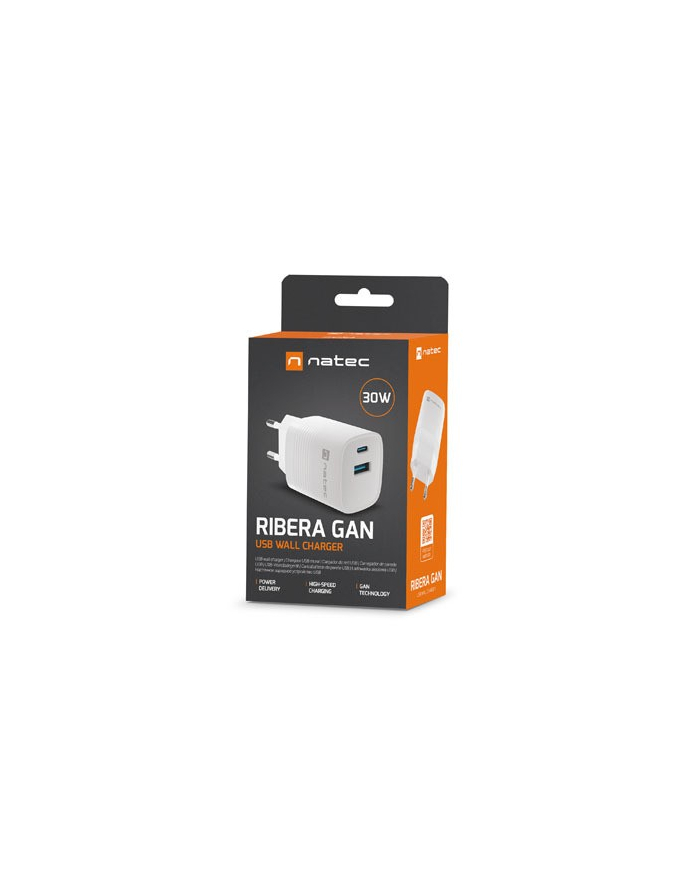 natec Ładowarka sieciowa Ribera GAN 1X USB-A + 1X USB-C 30W Biała główny