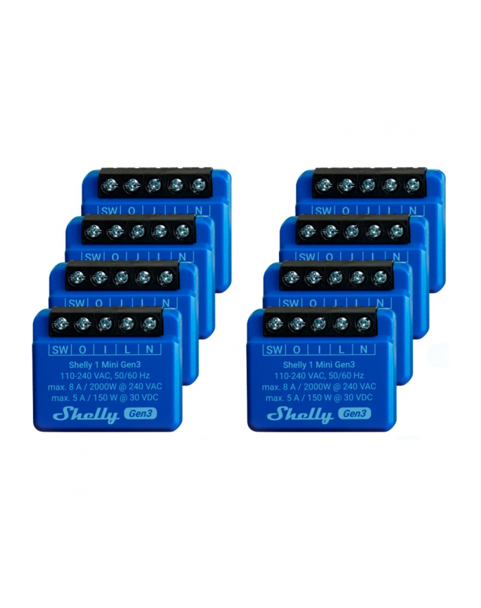 Shelly Plus 1 Mini Gen3 Economy Pack, Relay (Blue, Pack of 8) główny