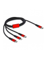 DeLOCK USB charging cable, USB-C plug > Micro-USB + USB-C + Lightning plug (Kolor: CZARNY/red, 1 meter, sleeved, only charging function) - nr 1