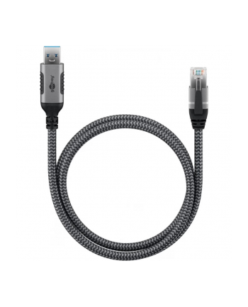 goobay Ethernet cable USB-A 3.2 Gen1 male > RJ-45 male, LAN adapter (Kolor: CZARNY/silver, 1 meter)