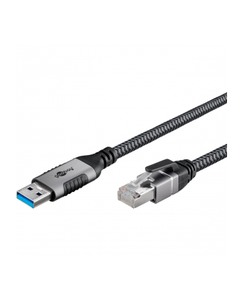 goobay Ethernet cable USB-A 3.2 Gen1 male > RJ-45 male, LAN adapter (Kolor: CZARNY/silver, 1 meter)