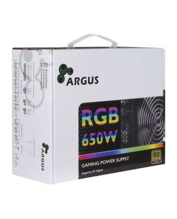 Inter-Tech Zasilacz do komputera PC Argus RGB-650W CM II, 650 W (ARGUSRGB650WCMII)