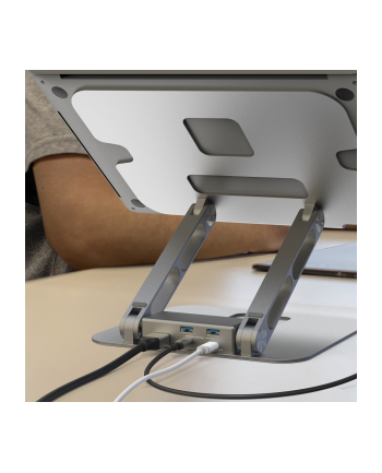 j5 create Podstawka ergonomiczna do notebooka ze stacją dokującą j5create Multi-Angle 4K Docking Stand USB-C 1x4K HDMI/2xUSB 31/1xUSB-C/; kolor srebrny JTS327-N