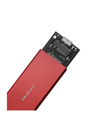 qoltec Obudowa | kieszeń na dysk M.2 SSD | SATA | NGFF | USB 3.0 | Superspeed 5Gb/s | 2TB | Czerwona