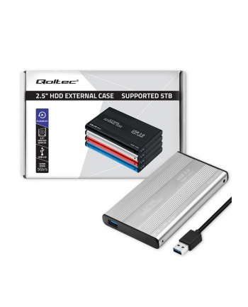 qoltec Obudowa | kieszeń do dysków HDD SSD 2.5' SATA3 | USB 3.0 | Srebrna
