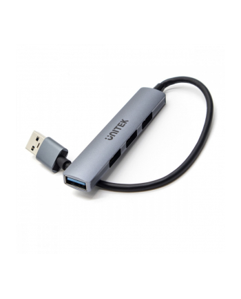unitek Hub USB-A, 3x USB-A 2.0, 1x USB-A 5 Gbps Aluminiowy