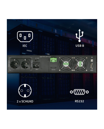 qoltec Zasilacz awaryjny UPS do RACK | 2.4kVA | 2400W | Power Factor 1.0| LCD | On-line