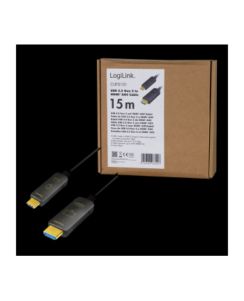Logilink CUF0101 - USB 3.2 Gen 2 Typ-C do HDMI kabel przyłączeniowy AOC (active optical cable), 4K/60 Hz, czarny, 15 m