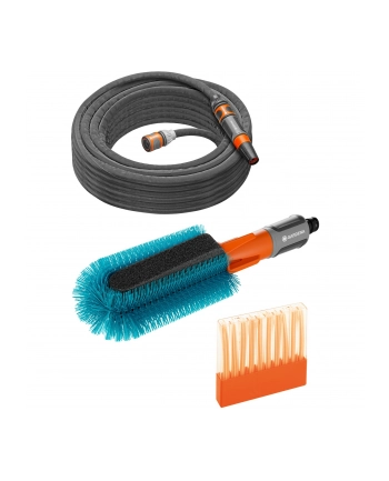 GARD-ENA Cleansystem bicycle washing set, washing brush (grey/turquoise, incl. 10 soap sticks, hose, cleaning syringe)