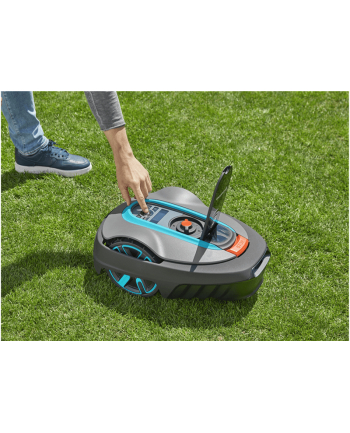 GARD-ENA robotic lawnmower smart SILENO city 400m? set (grey/turquoise, Li-ion battery 2.0Ah, with smart gateway, LONA technology)