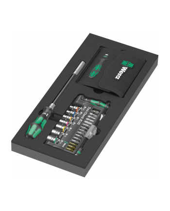 Wera 9750 Kraftform Compact and Tool-Check PLUS Set 1, 57-piece tool set (Kolor: CZARNY/green, socket wrench and bit set, in foam insert for workshop trolley)