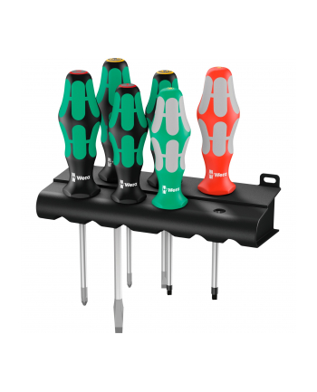 Wera 334/368/6 screwdriver set Kraftform Plus + Rack (Kolor: CZARNY/green, 6 pieces, with Lasertip)
