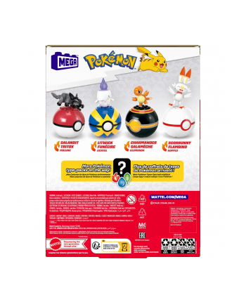 megabloks Mattel MEGA Pokémon 4 Fire-Type Pokémon Sets, Construction Toys
