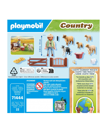 PLAYMOBIL 71444 Country Young shepherd with sheep, construction toy