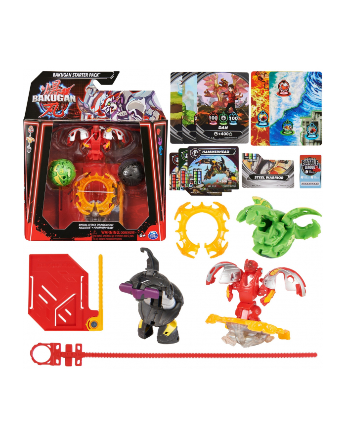 spinmaster Spin Master Bakugan 2023 Starter Pack with 3 Bakugan, skill game (incl. 1 Special Attack Dragonoid, 2 Core Balls (Nillious and Hammerhead)) główny