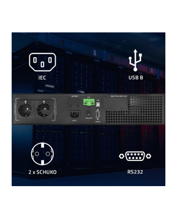 Zasilacz awaryjny UPS Qoltec do RACK | 1kVA | 1000W | Power Factor 1.0 | LCD | On-line