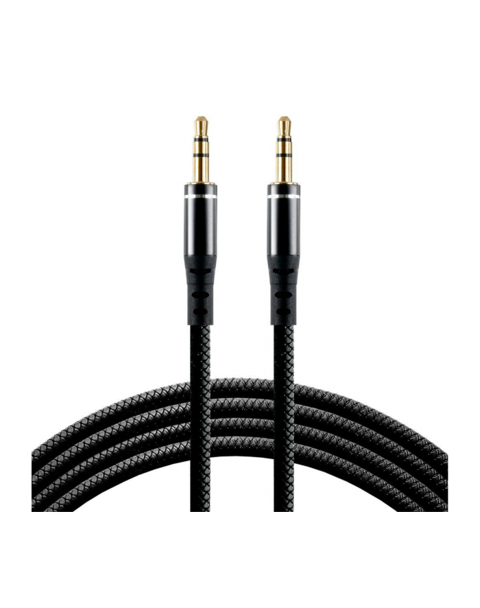 Kabel przewód silikonowy audio AUX wtyk - wtyk jack 3.5 mm stereo 100cm everActive CBS-1JB czarny główny