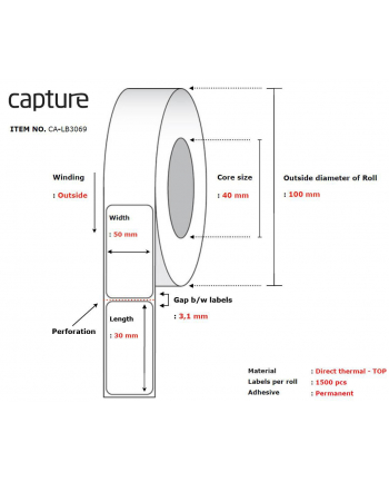 Capture Label 50X30, Core 40 (CALB3069)