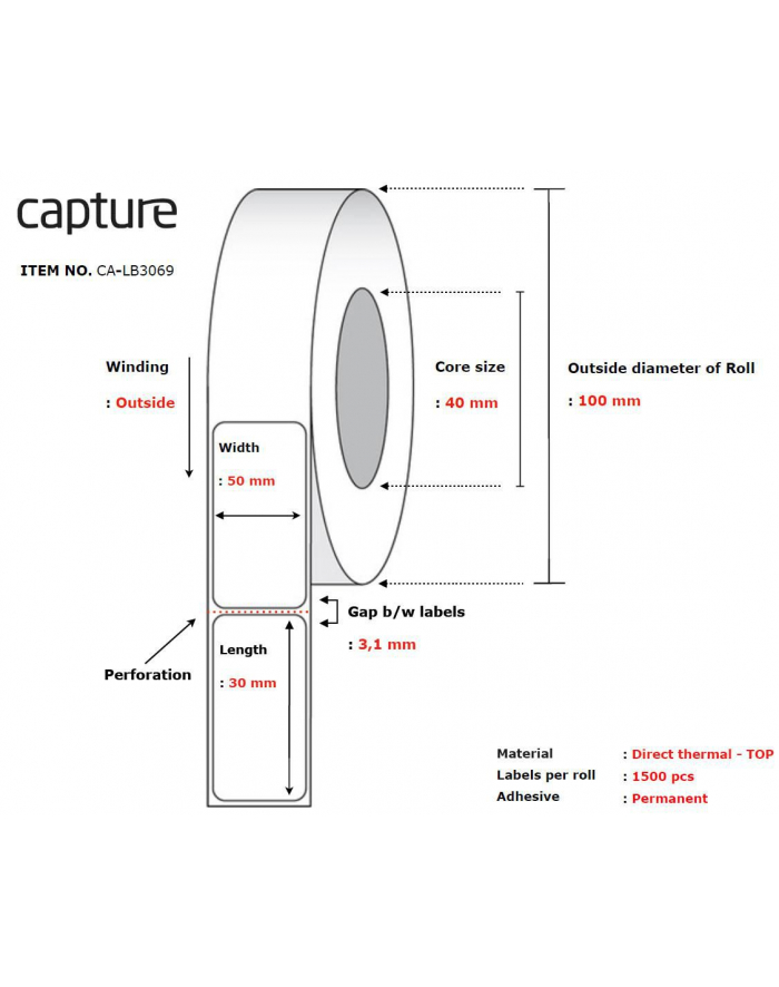 Capture Label 50X30, Core 40 (CALB3069) główny