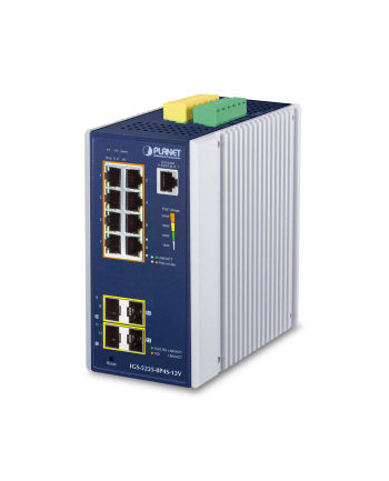 Planet Industrial 8 Port Ge Poe+ 2*1G Sfp+ 2*25G Sfp Zarządzany L2+ Gigabit Ethernet (10 100 1000) Obsługa Poe Aluminium Niebieski (Igs52258P4S12V nr 1