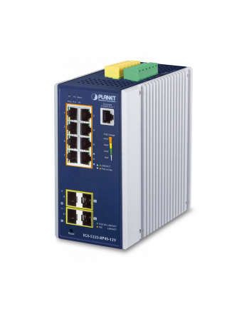 Planet Industrial 8 Port Ge Poe+ 2*1G Sfp+ 2*25G Sfp Zarządzany L2+ Gigabit Ethernet (10 100 1000) Obsługa Poe Aluminium Niebieski (Igs52258P4S12V nr 2
