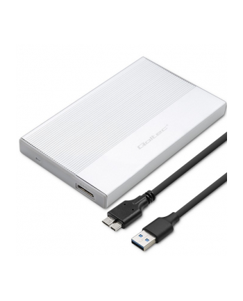 qoltec Obudowa | Kieszeń na dysk SSD HDD 2.5 cala| SATA | USB 3.0 | Super  speed 5Gb/s | 2TB | Srebrna
