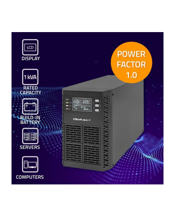 qoltec Zasilacz awaryjny UPS 1kVA | 1000W | Power Factor 1.0 | LCD | EPO| USB | On-line