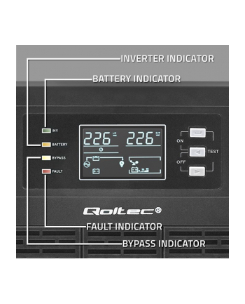 qoltec Zasilacz awaryjny UPS 6kVA | 6000W | Power Factor 1.0 | LCD | EPO| USB | On line