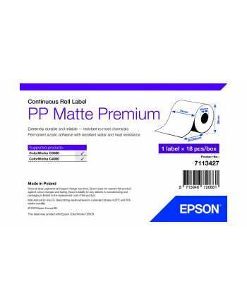 Epson Pp Matte Label Premium, Cont. Rolka, 76Mm X 29Mm (7113427)