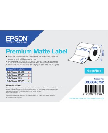 Epson Premium Matte Label - Die-cut Roll: 102mm x 51mm C33S045722