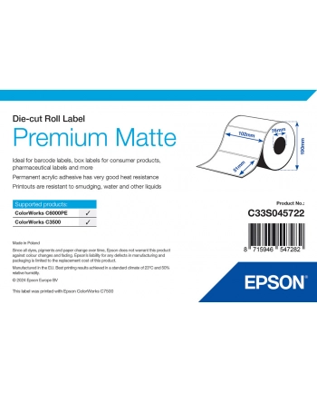 Epson Premium Matte Label - Die-cut Roll: 102mm x 51mm C33S045722