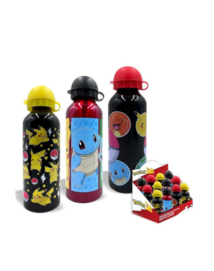 Bidon aluminiowy Pokemon 500ml PK00014 Kids Euroswan p12 3wz, mix cena za 1 szt główny
