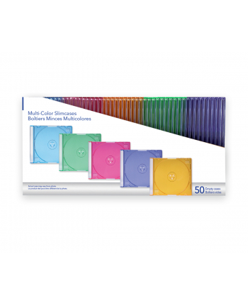 VERBATIM EMPTY SLIM JEWEL CASE 50 PACK MULTI COLOUR