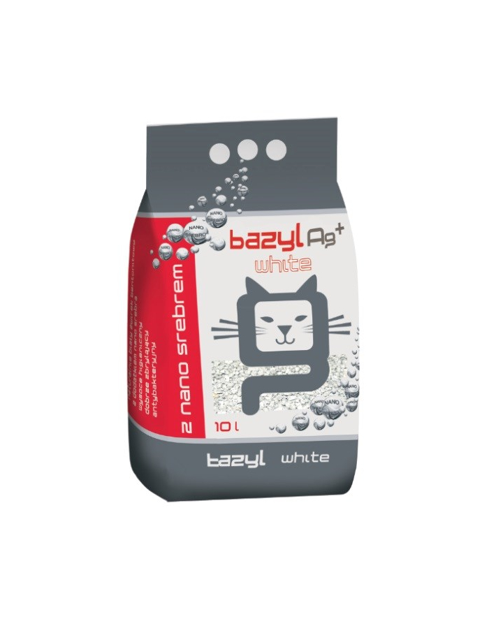 Bazyl Bentonit Super Premium Ag+ Compact White - żwirek dla kota 10 l główny