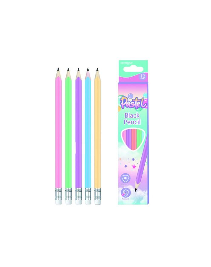 pbs connect Ołówek drewniany z gumką KEYROAD, pastel, trójkątne, HB, p12, mix kolorów główny