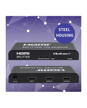 qoltec Aktywny rozdzielacz Splitter 2 x HDMI 4K x 2K | 6Gb/s | 60Hz