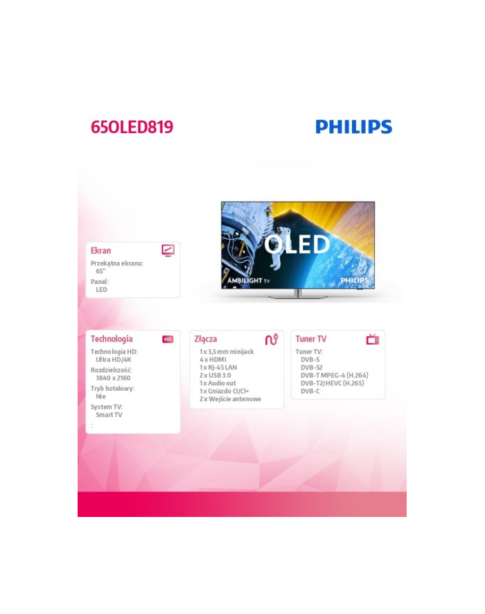 philips Telewizor 65 cali OLED 65OLED819/12 główny