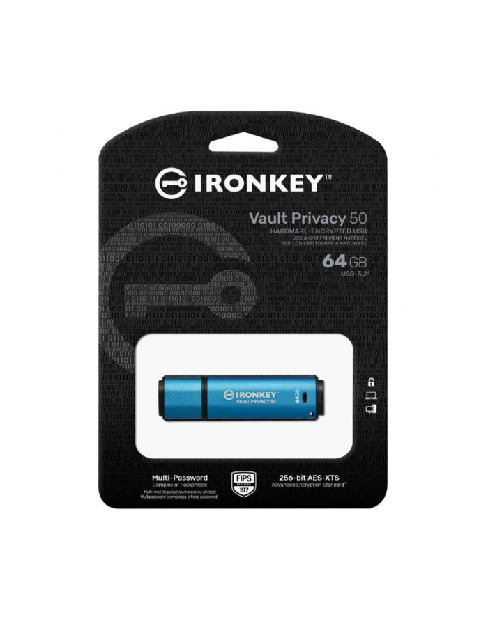 kingston Pendrive 64GB IronKey Vault Privacy 50 FIPS197 AES-256 główny