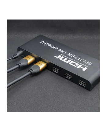 qoltec Aktywny rozdzielacz Splitter 4 x HDMI 4K x 2K | 6Gb/s | 60Hz