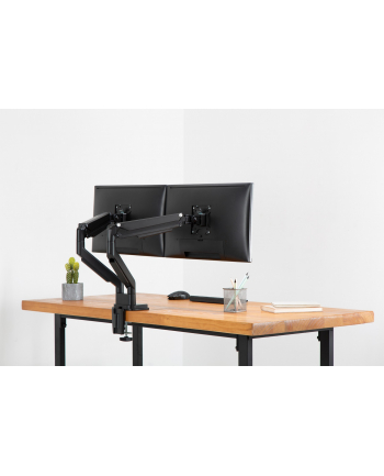 no name Ramię biurkowe podwójne (zacisk) 2xLCD max 32'';max 2x 9kg uchylno-obczerwonyowe czarny nr 1