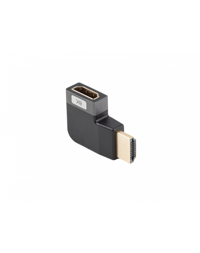 lanberg Adapter HDMI(M)-HDMI(F) 8K kątowy lewo srebrny aluminium główny