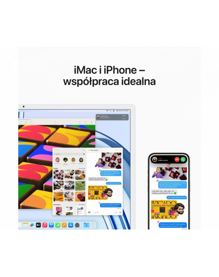 apple iMac 24 cale: M3 8/10, 16GB, 256GB, 30W - Srebrny - MQRK3ZE/A/R1 główny