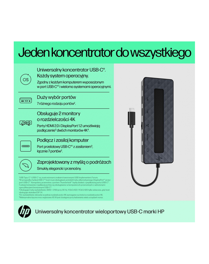 no name HP 50H55AA USB 32 Gen 2 (31 Gen 2) Type-C Czarny główny